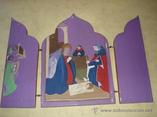Arte: TABLA PINTADA - INACABADA - TRIPTICO - 25,7 X 17,5 CM. - Foto 1