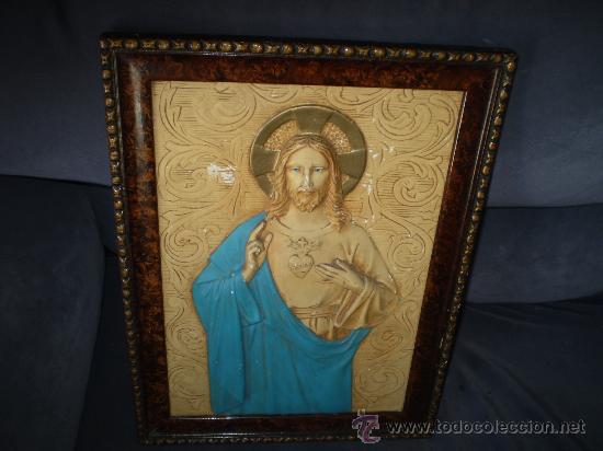 Arte: CORAZON DE JESUS FINALES DEL S XIX DE ESTUCO - Foto 1