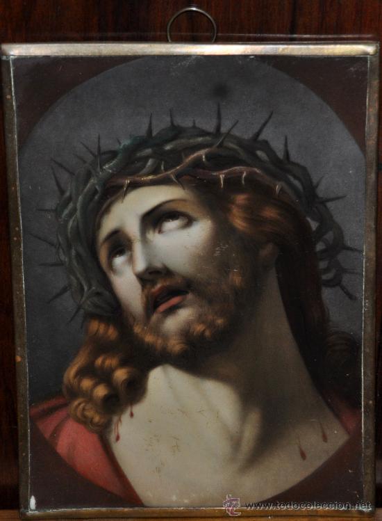Arte: BELLA PLACA DE PORCELANA PINTADA REPRESENTANDO AL ECCE HOMO. SIGLO XIX