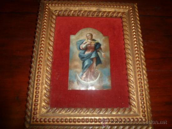 Arte: oleo sobre cobre virgen inmaculada - Foto 1
