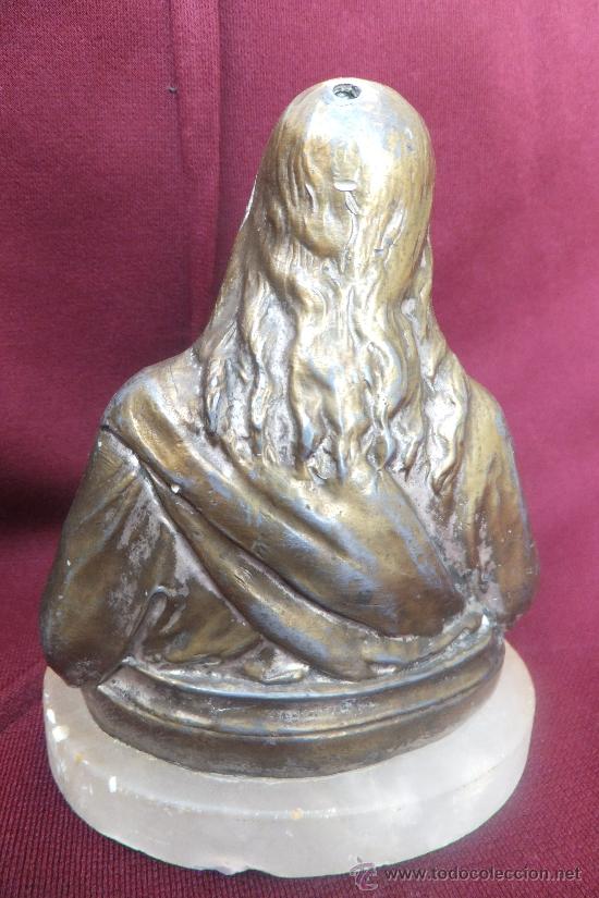 Arte: Coraz&oacute;n de Jes&uacute;s en bronce con base de onix prros. XX - Foto 2