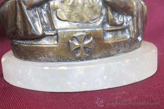 Arte: Coraz&oacute;n de Jes&uacute;s en bronce con base de onix prros. XX - Foto 7