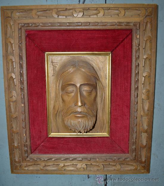Arte: CARA DE JESUCRISTO TALLADA EN MADERA - Foto 1