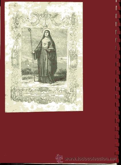 Arte: lamina SANTA GERTRUDIS LA MAGNA VIRGEN, siglo XIX ....