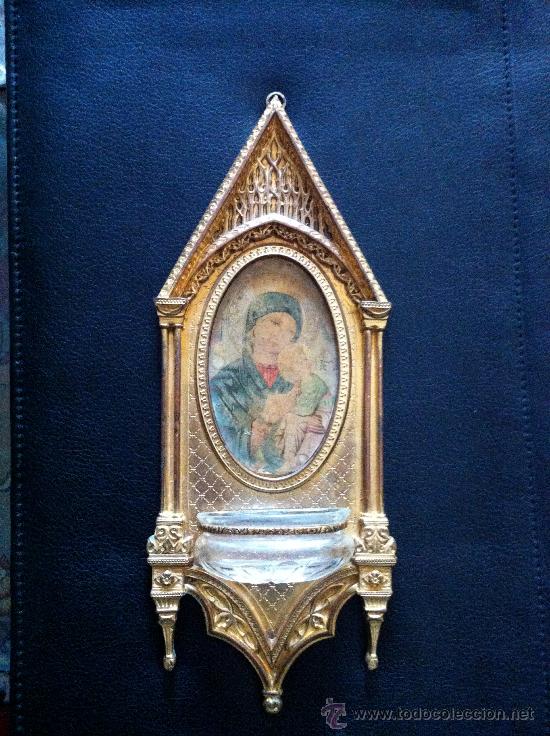 Arte: RETABLO BENDITERA 1890 NEO GOTICO - Foto 1