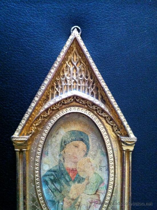Arte: RETABLO BENDITERA 1890 NEO GOTICO - Foto 2
