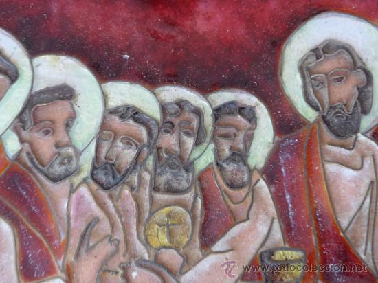 Arte: Antigua placa esmaltada de la Santa Cena. - Foto 3