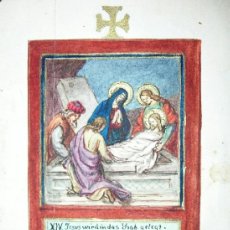 Arte: BELLA ACUARELA RELIGIOSA REPRESENTANDO LA XIV ESTACION DEL VIACRUCIS - FIRMADA. Lote 38061084