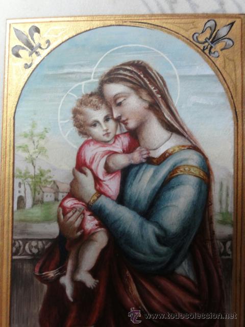 Arte: MINIATURA VIRGEN CON NI&Ntilde;O - Foto 1