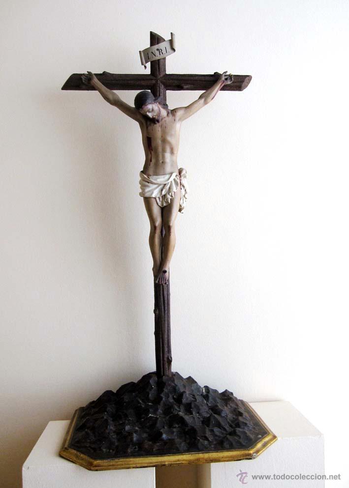 fantástico cristo crucificado talla en madera f - Comprar Escultura