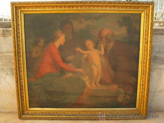 Arte: cuadro de tela con marco original de la epoca - Foto 1