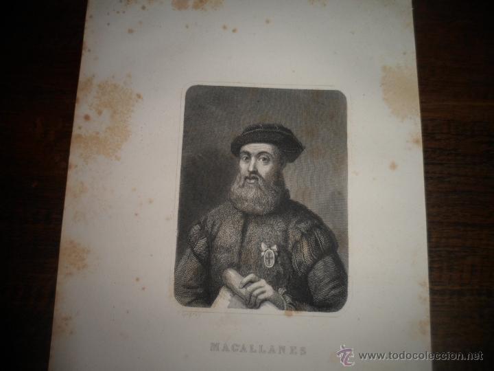 Arte: Magallanes. Litografia siglo 19 - Foto 2