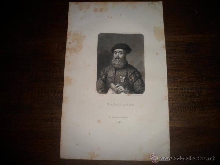 Arte: Magallanes. Litografia siglo 19 - Foto 3