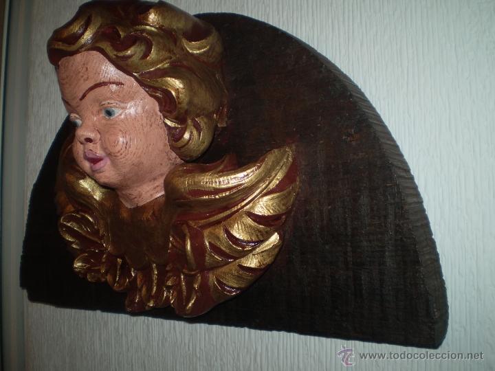 Arte: CABEZA DE ANGEL PINTADA Y DORADA - Foto 3