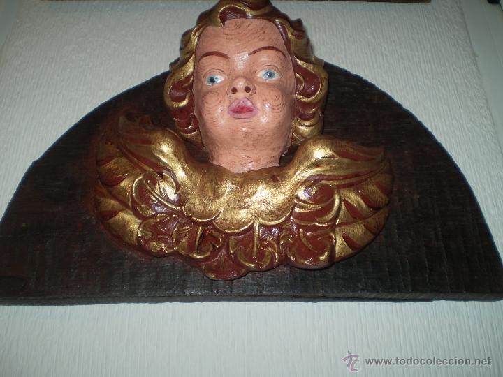 Arte: CABEZA DE ANGEL PINTADA Y DORADA - Foto 4