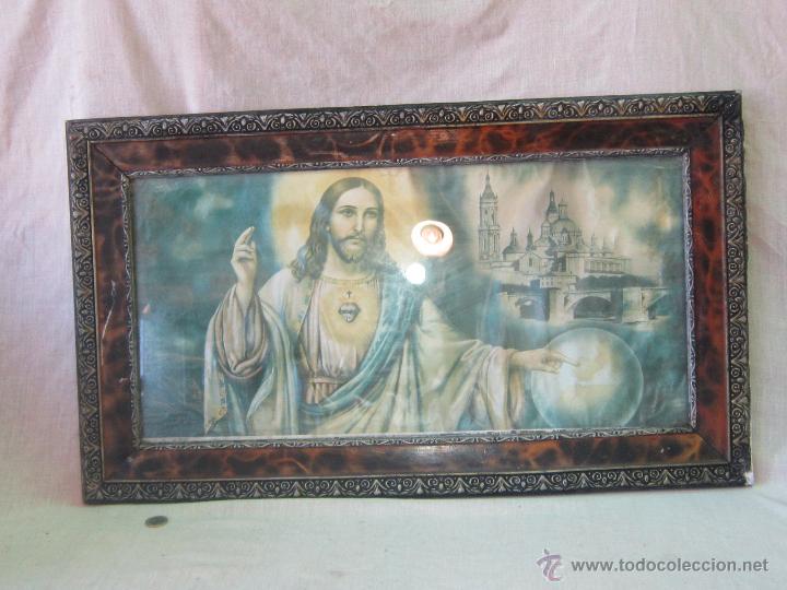 Arte: LITOGRAFIA ANTIGUA CORAZON DE JESUS - Foto 1