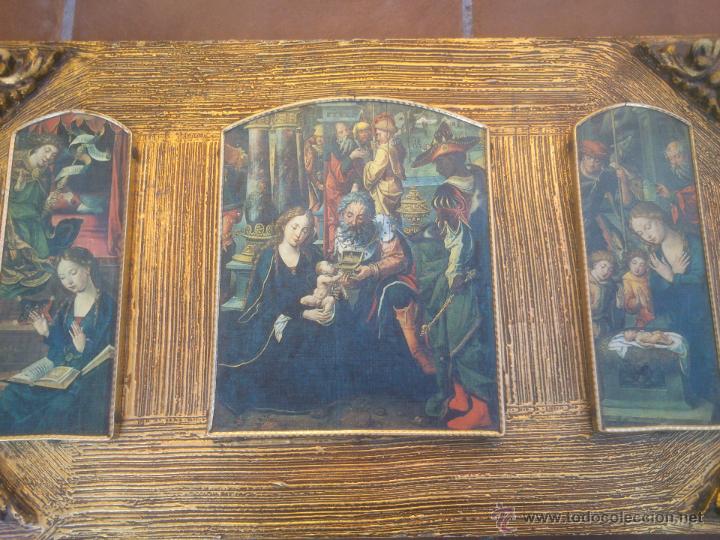 Arte: TRIPTICO RELIGIOSO SOBRE BASE DECORADA - Foto 2