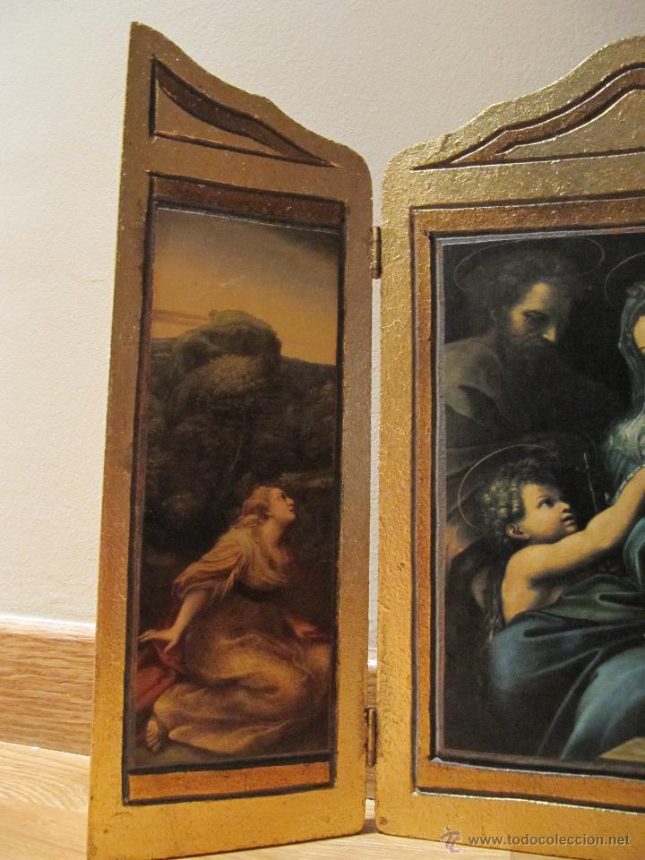 Arte: RETABLO TRIPTICO RELIGIOSO PUERTAS EN PAN DE ORO - Foto 3