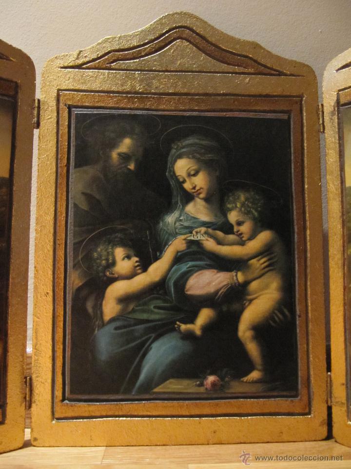 Arte: RETABLO TRIPTICO RELIGIOSO PUERTAS EN PAN DE ORO - Foto 4