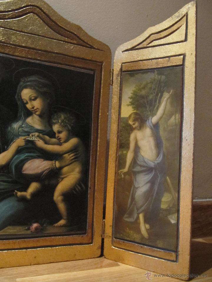 Arte: RETABLO TRIPTICO RELIGIOSO PUERTAS EN PAN DE ORO - Foto 5