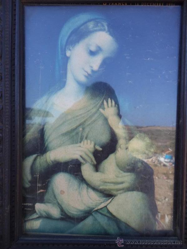 Arte: marco antiguo y lamina religiosa - Foto 2