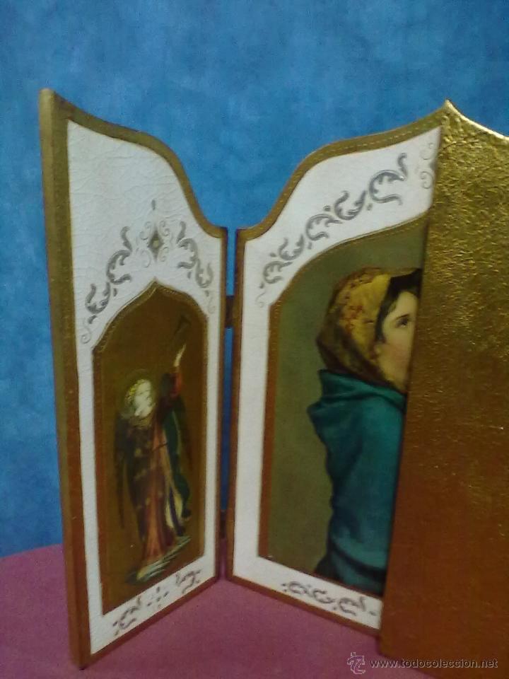 Arte: VIRGEN CON NI&Ntilde;O TRIPTICO RELIGIOSO - Foto 3