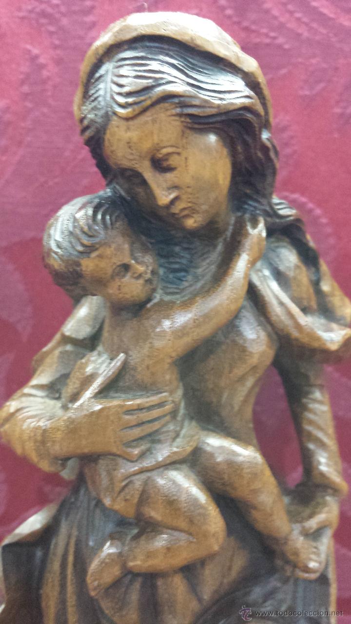 Arte: VIRGEN CON NI&Ntilde;O EN BRAZOS EN MADERA - Foto 2