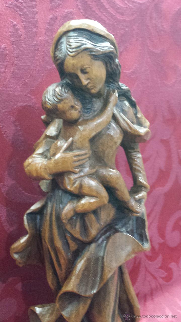 Arte: VIRGEN CON NI&Ntilde;O EN BRAZOS EN MADERA - Foto 4
