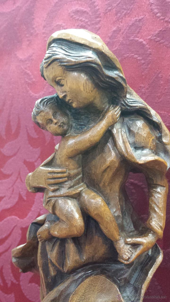 Arte: VIRGEN CON NI&Ntilde;O EN BRAZOS EN MADERA - Foto 5