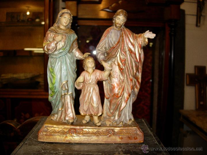 Jesús De la Estatua de la Sagrada familia María y José 21cms de la Estatua de la madera Madera de olivo de tierra santa. Sagrada familia 