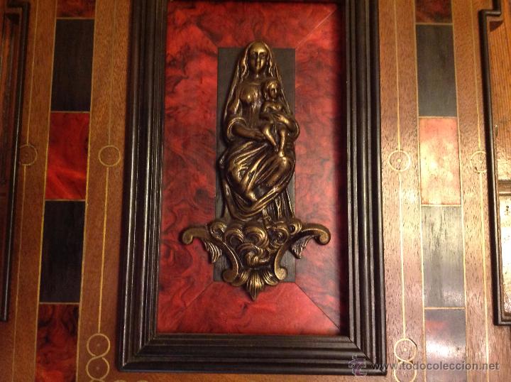Arte: RETABLO EN MADERA Y BRONCE VIRGEN CON NI&Ntilde;O - Foto 3