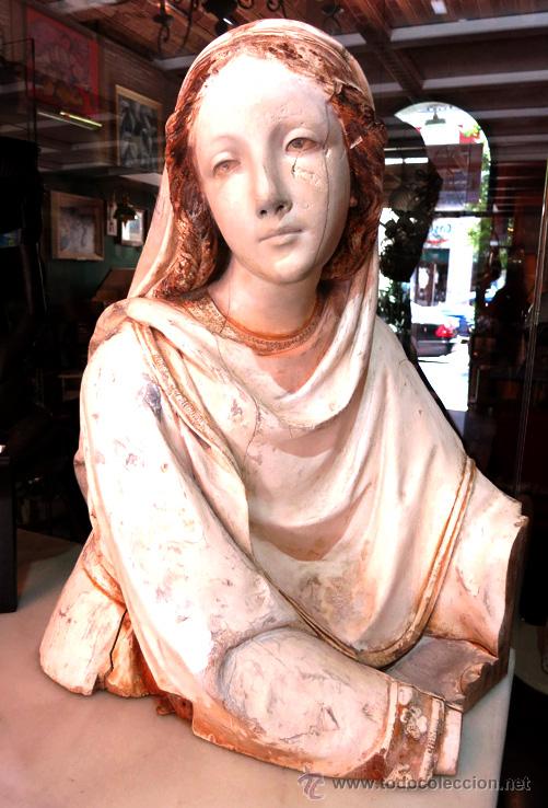 Arte: TALLA EN MADERA BUSTO DE MUJER s.XIX - Foto 1