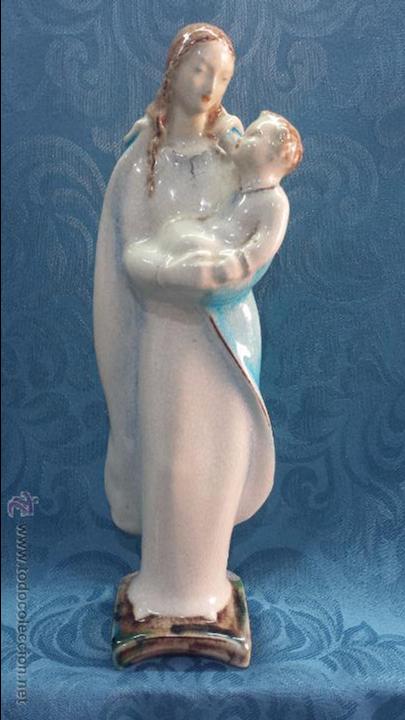 Arte: VIRGEN CON NI&Ntilde;O DE CER&Aacute;MICA - Foto 1