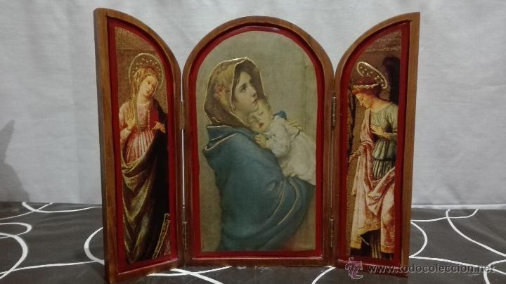 Arte: Triptico virgen con ni&ntilde;o y &Aacute;ngeles - Foto 1