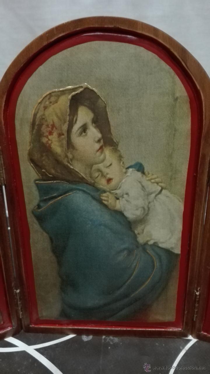 Arte: Triptico virgen con ni&ntilde;o y &Aacute;ngeles - Foto 2
