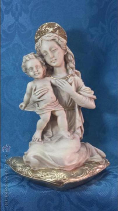 Arte: VIRGEN CON NI&Ntilde;O SOBRE COJ&Iacute;N - Foto 1
