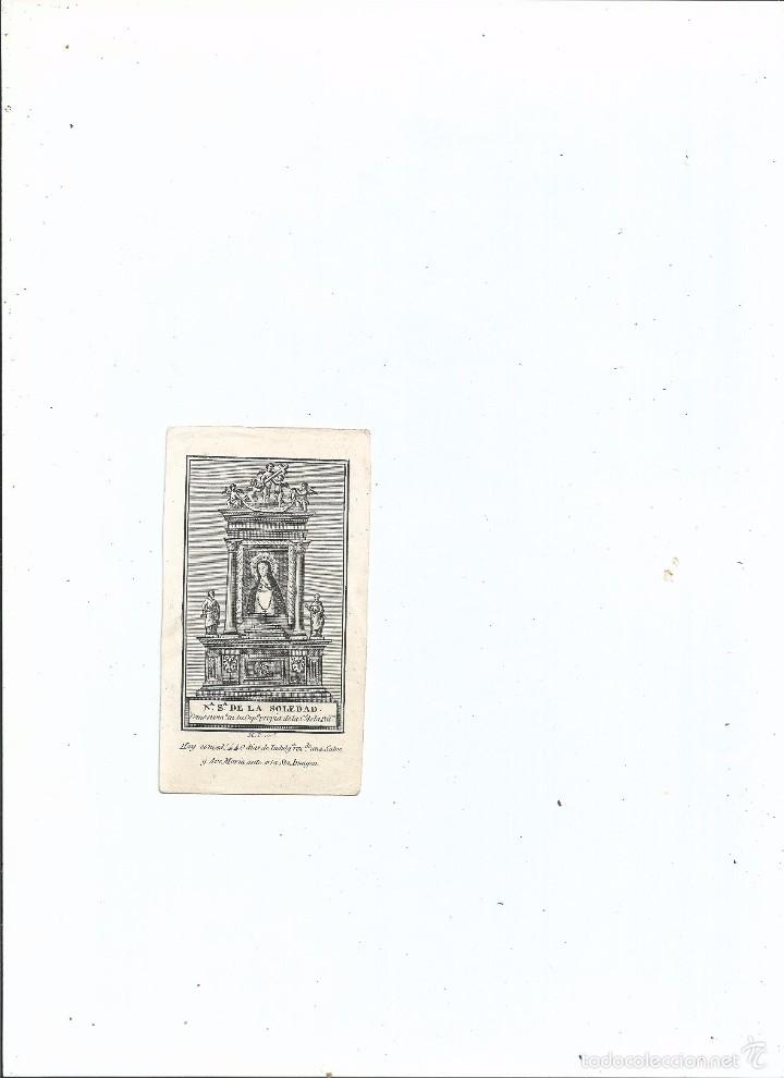 Arte: NUESTRA SE&Ntilde;ORA DE LA SOLEDAD ... PALMA DE MALLORCA - 10x5,5 cm.
