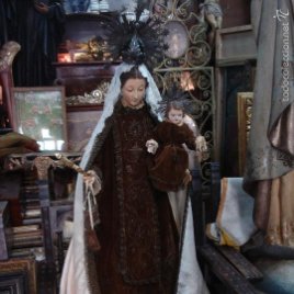 Virgen del Carmen cap i pota sXIX talla vestidera de madera