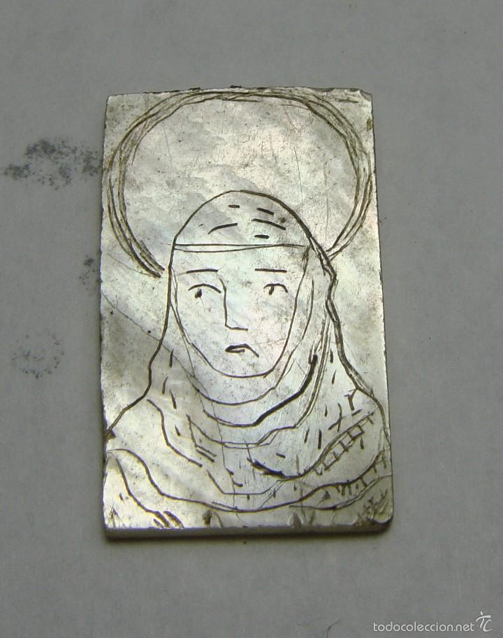 Arte: Placa Devocional en N&aacute;car Tallado &middot; Busto de la Virgen &middot; S.XIX - Foto 1
