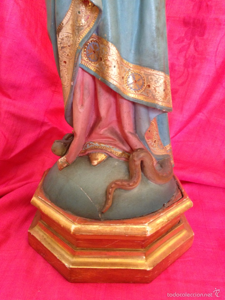 Arte: Virgen con ni&ntilde;o de talla de madera - Foto 3