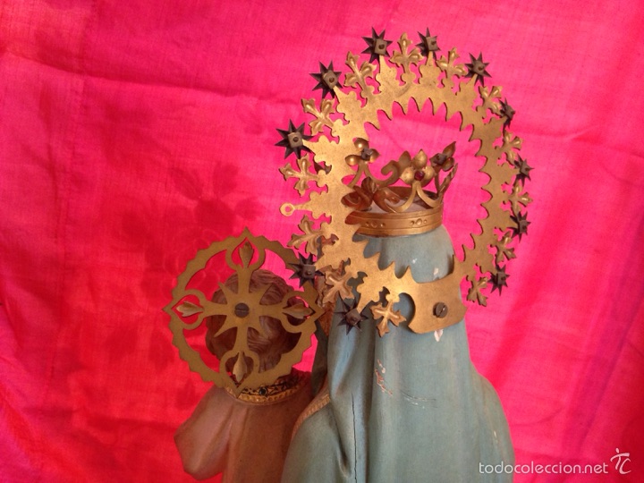 Arte: Virgen con ni&ntilde;o de talla de madera - Foto 4
