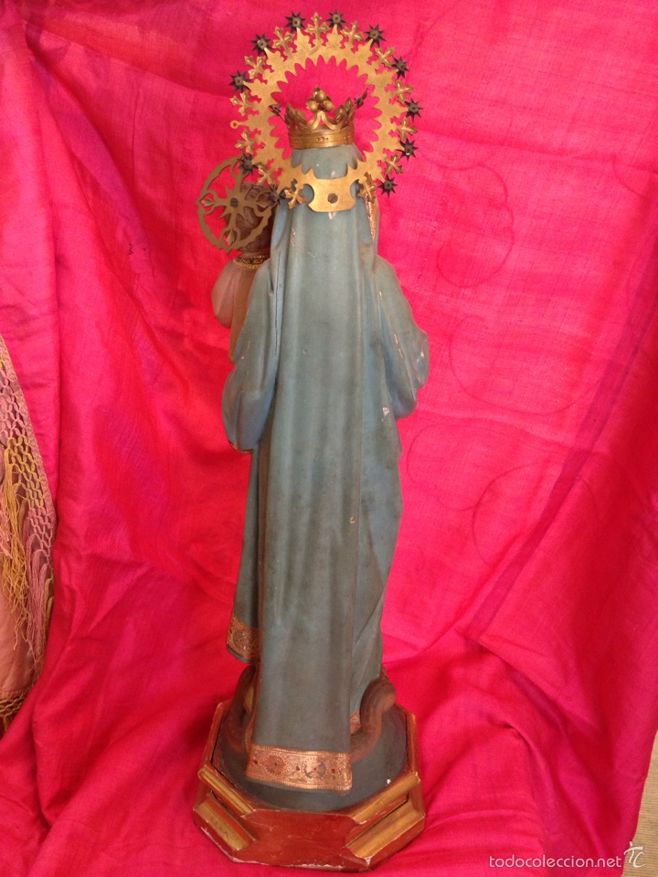 Arte: Virgen con ni&ntilde;o de talla de madera - Foto 5