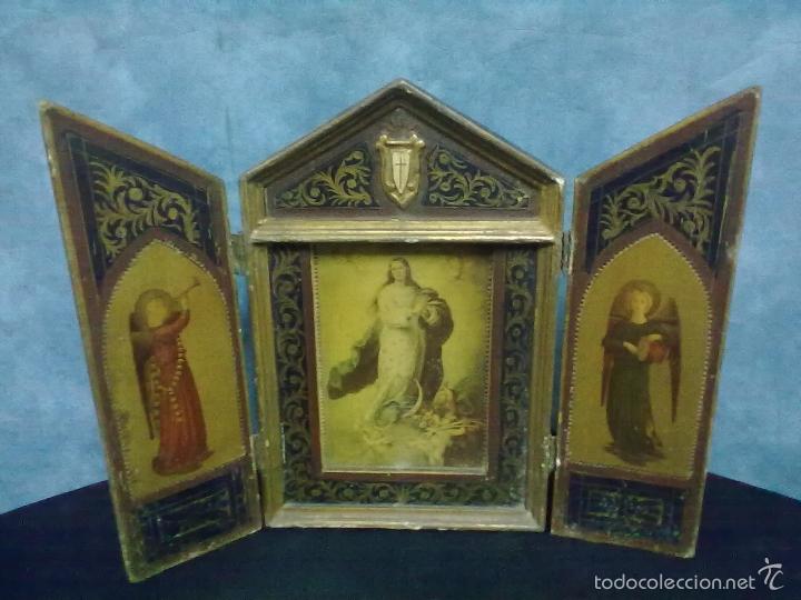 Arte: TRIPTICO RELIGIOSO VIRGEN INMACULADA - Foto 1