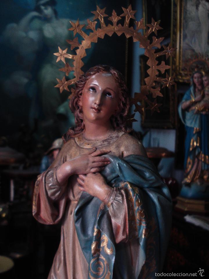 Arte: SXIX Magn&iacute;fica talla de madera Inmaculada Concepci&oacute;n - Foto 2