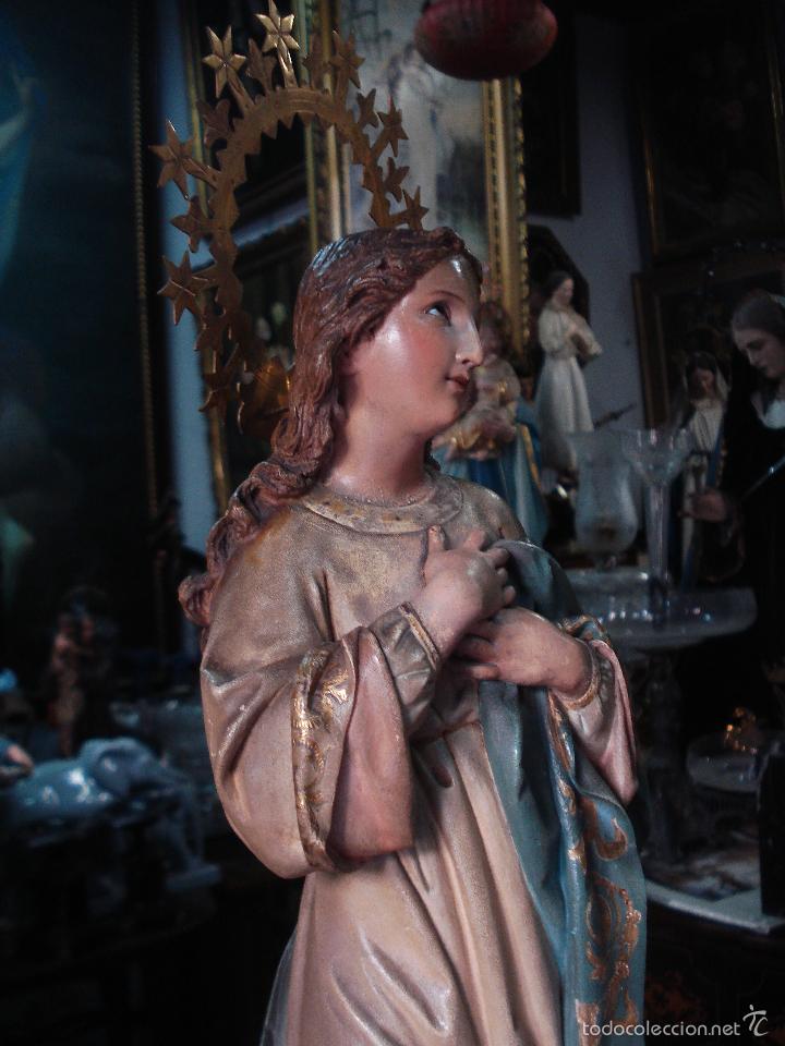 Arte: SXIX Magn&iacute;fica talla de madera Inmaculada Concepci&oacute;n - Foto 6