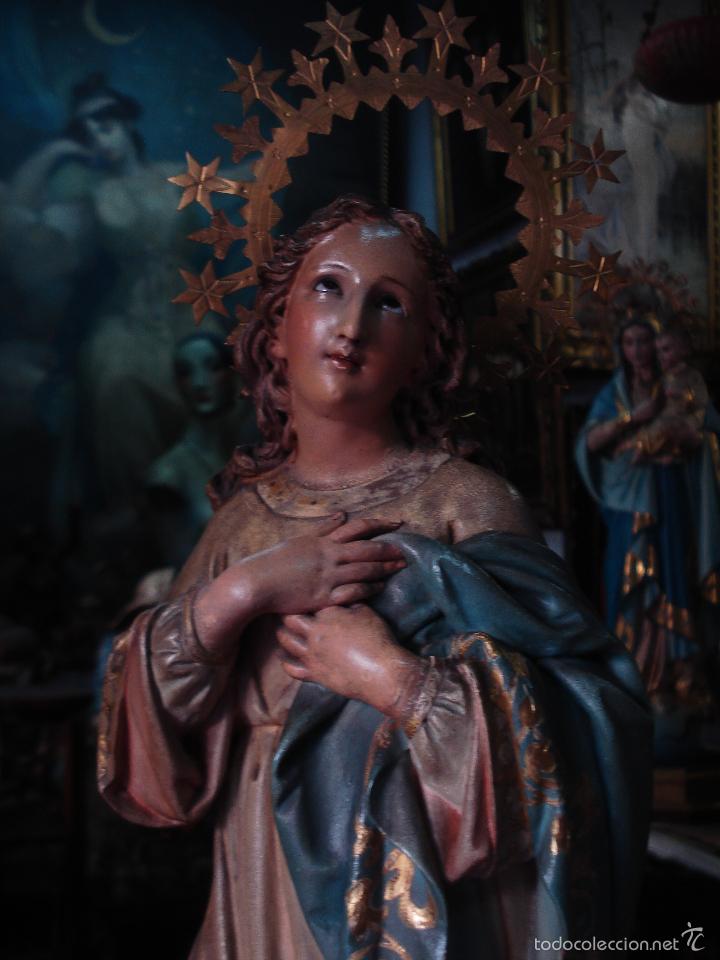 Arte: SXIX Magn&iacute;fica talla de madera Inmaculada Concepci&oacute;n - Foto 8