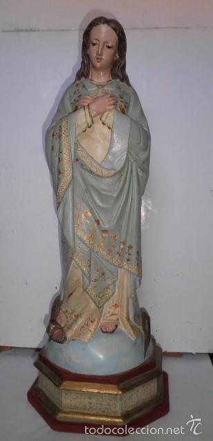 Arte: Virgen Inmaculada antigua en madera maciza - Foto 1