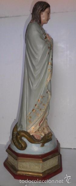 Arte: Virgen Inmaculada antigua en madera maciza - Foto 5
