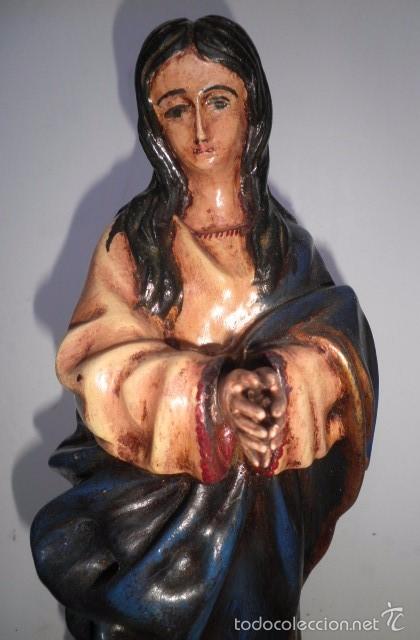 Arte: Virgen Inmaculada en madera maciza con tres querubines - Foto 3