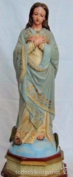 Arte: Virgen Inmaculada antigua en madera maciza - Foto 8